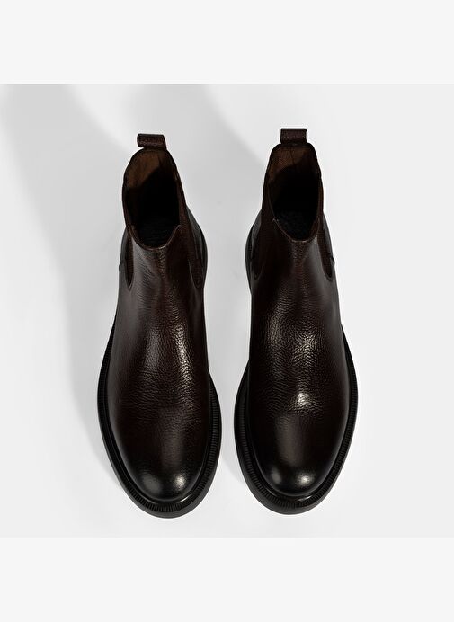 Erkek Kahve Lastikli Deri Bot - Görsel 8