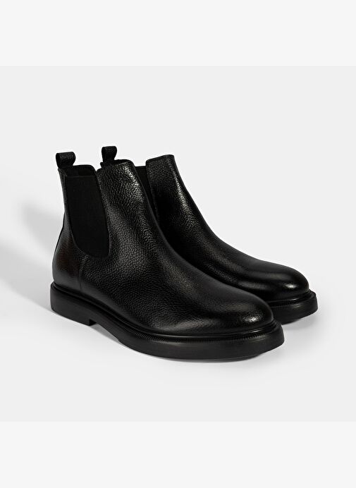 Erkek Siyah Lastikli Deri Bot - Görsel 2