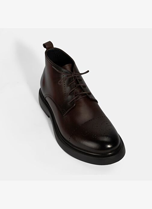 Erkek Kahve Bağcıklı Deri Bot - Görsel 6