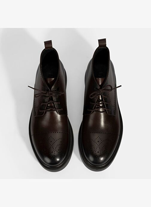 Erkek Kahve Bağcıklı Deri Bot - Görsel 8