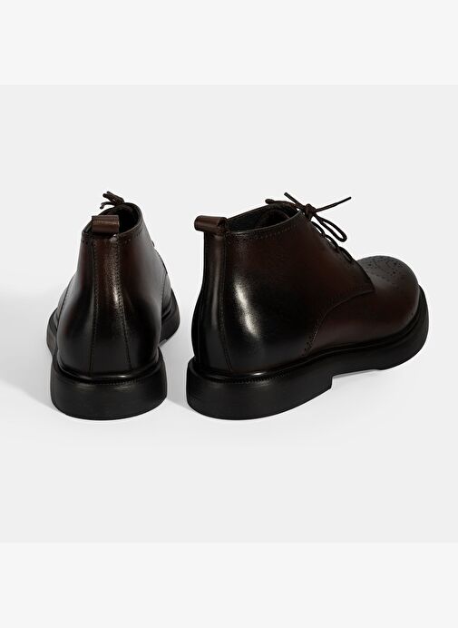Erkek Kahve Bağcıklı Deri Bot - Görsel 9