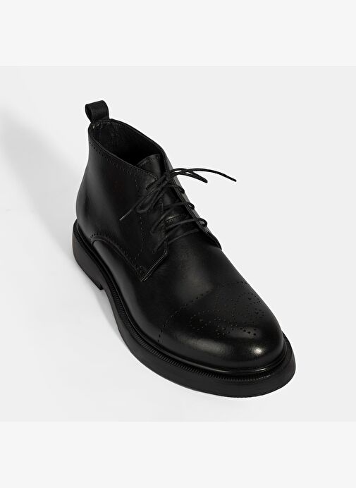 Erkek Siyah Bağcıklı Deri Bot - Görsel 6