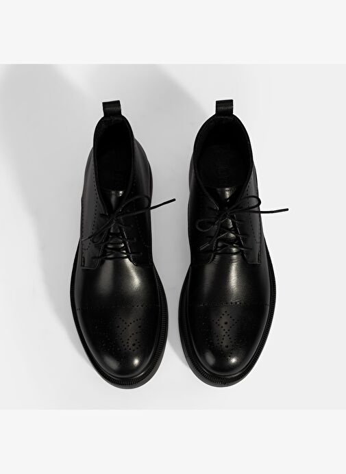 Erkek Siyah Bağcıklı Deri Bot - Görsel 8