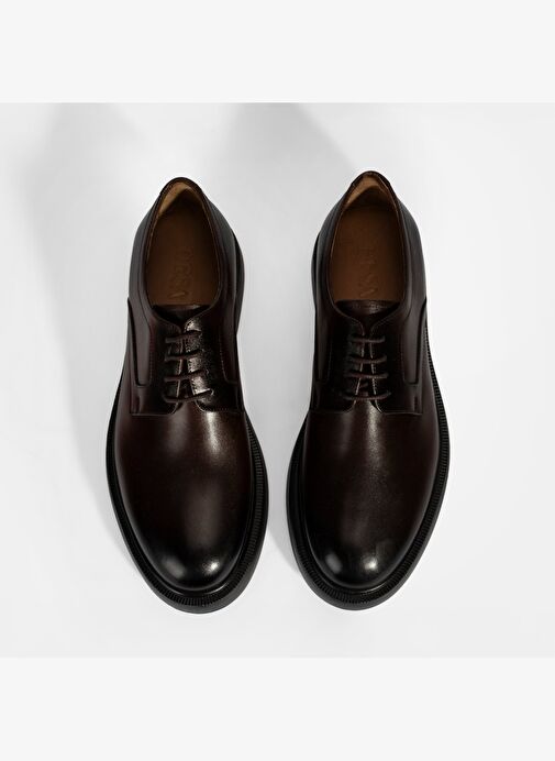 Erkek Kahve Bağcıklı Klasik Deri Ayakkabı - Görsel 8