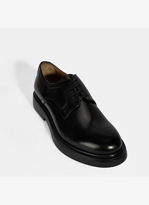 Erkek Siyah Bağcıklı Klasik Deri Ayakkabı - Görsel 6