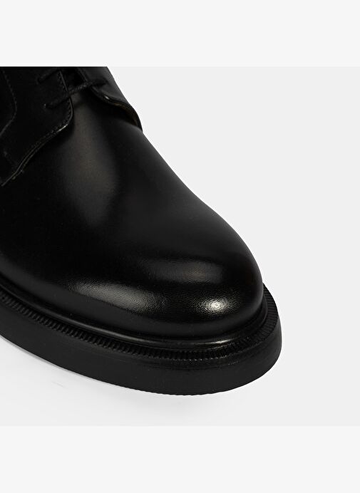 Erkek Siyah Bağcıklı Klasik Deri Ayakkabı - Görsel 7