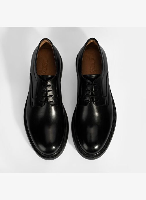 Erkek Siyah Bağcıklı Klasik Deri Ayakkabı - Görsel 8