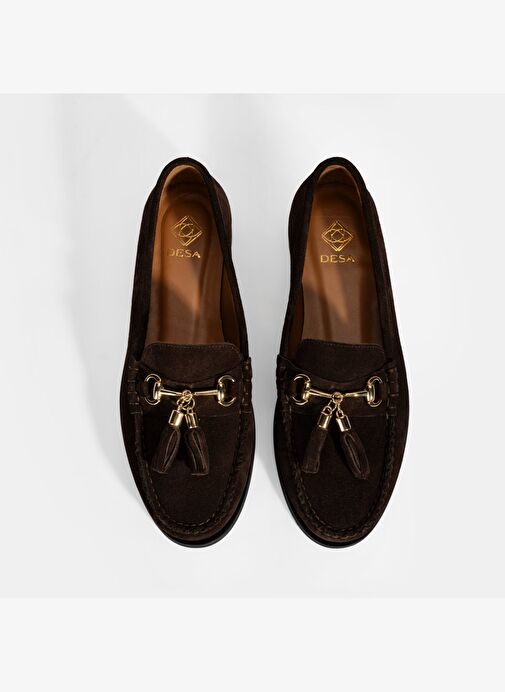 Kadın Kahve Püskül Aksesuarlı Süet Loafer - Görsel 8