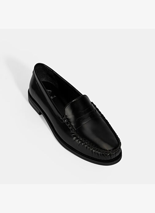 Kadın Siyah Klasik Deri Loafer - Görsel 6