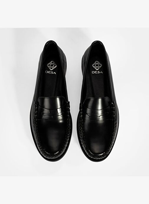 Kadın Siyah Klasik Deri Loafer - Görsel 8