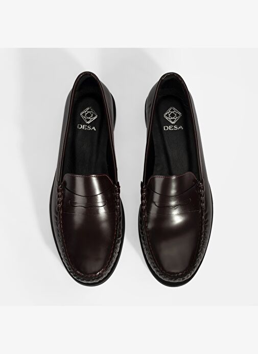 Kadın Bordo Klasik Deri Loafer - Görsel 8