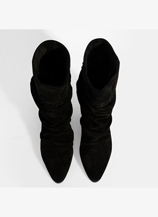 Kadın Siyah Püskül Detaylı Süet Topuklu Bot - Görsel 7