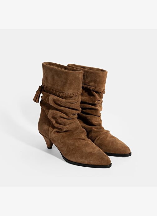 Kadın Taba Püskül Detaylı Süet Topuklu Bot - Görsel 2