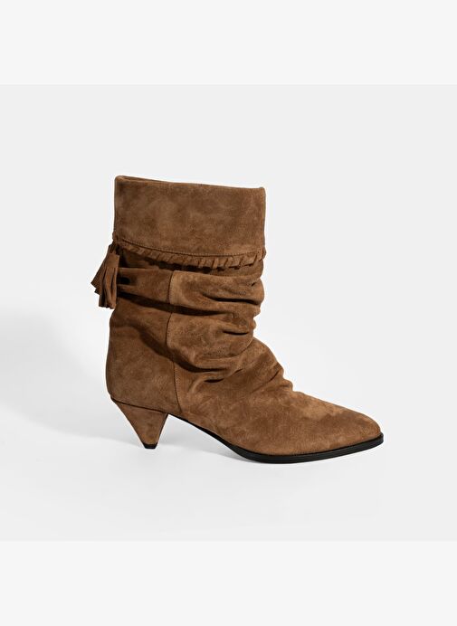Kadın Taba Püskül Detaylı Süet Topuklu Bot - Görsel 3