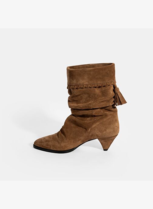 Kadın Taba Püskül Detaylı Süet Topuklu Bot - Görsel 4