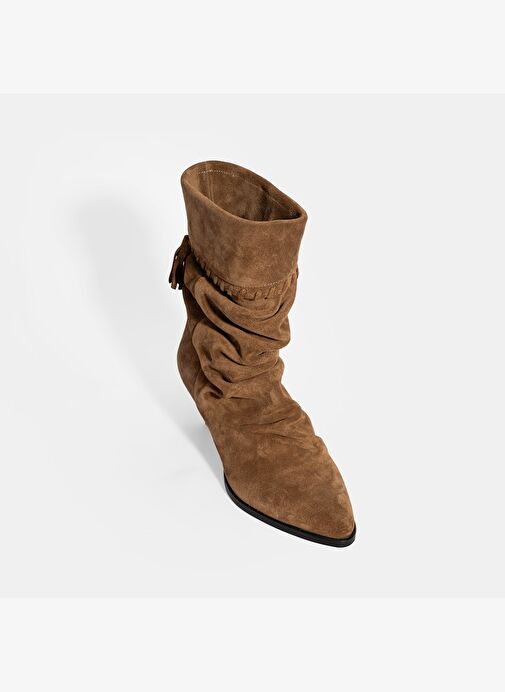 Kadın Taba Püskül Detaylı Süet Topuklu Bot - Görsel 6