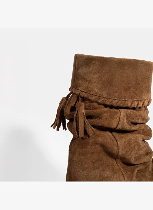 Kadın Taba Püskül Detaylı Süet Topuklu Bot - Görsel 7