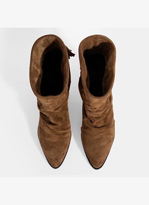Kadın Taba Püskül Detaylı Süet Topuklu Bot - Görsel 8