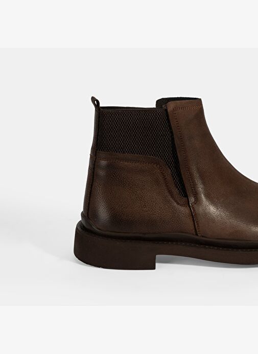 Erkek Kahve Lastikli Nubuk Deri Bot - Görsel 7