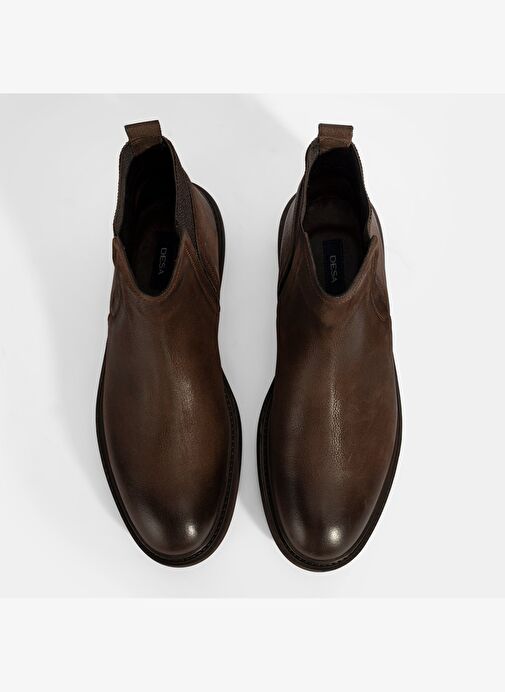 Erkek Kahve Lastikli Nubuk Deri Bot - Görsel 8