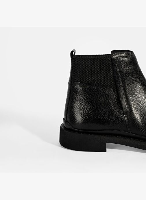 Erkek Siyah Lastik Detaylı Deri Bot - Görsel 7