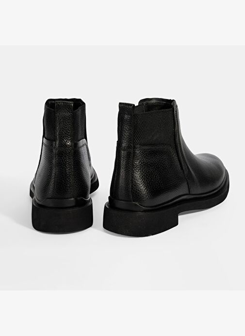 Erkek Siyah Lastik Detaylı Deri Bot - Görsel 9