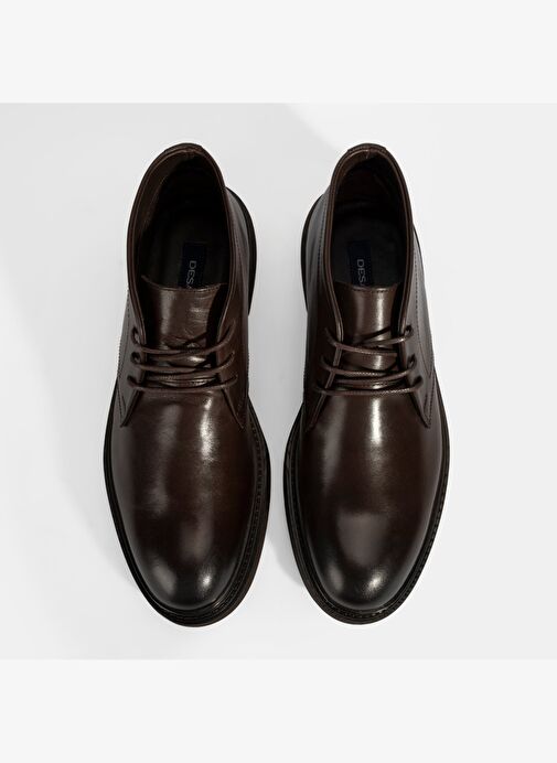 Erkek Kahve Bağcıklı Deri Bot - Görsel 8