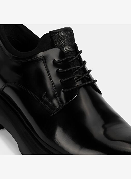 Erkek Siyah Bağcıklı Rugan Deri Günlük Ayakkabı - Görsel 7