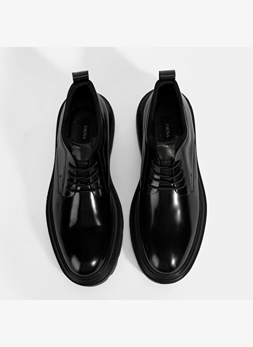 Erkek Siyah Bağcıklı Rugan Deri Günlük Ayakkabı - Görsel 8