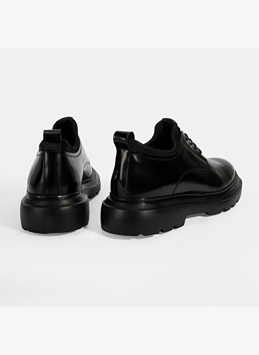 Erkek Siyah Bağcıklı Rugan Deri Günlük Ayakkabı - Görsel 9