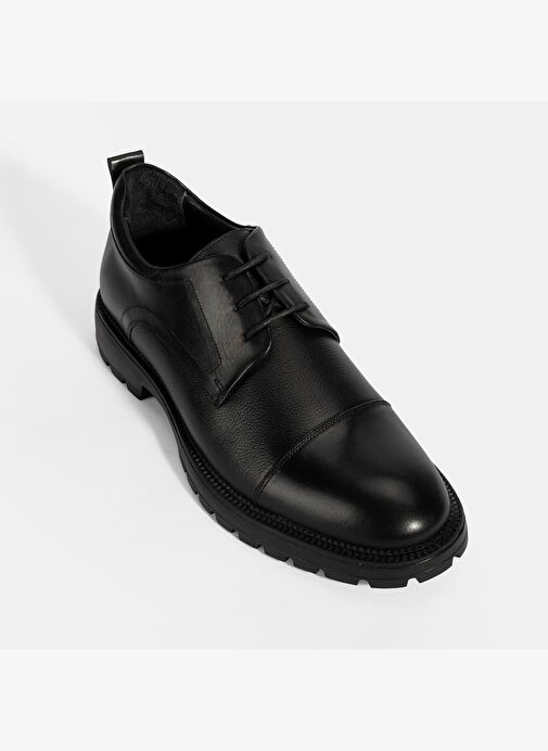Erkek Siyah Bağcıklı Deri Günlük Ayakkabı - Görsel 6