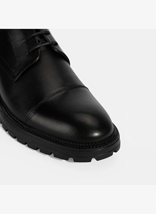 Erkek Siyah Bağcıklı Deri Günlük Ayakkabı - Görsel 7