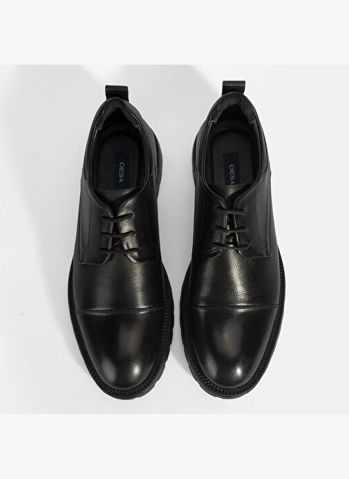 Erkek Siyah Bağcıklı Deri Günlük Ayakkabı - Görsel 8