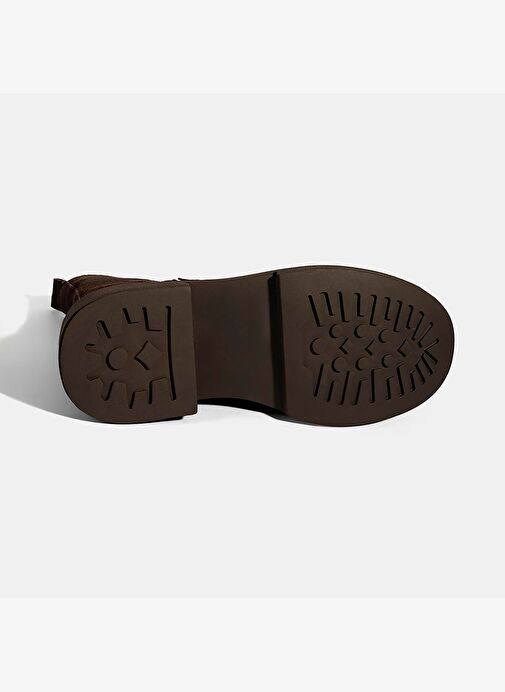 Kadın Kahve Metal Toka Detaylı Süet Deri Bot - Görsel 5