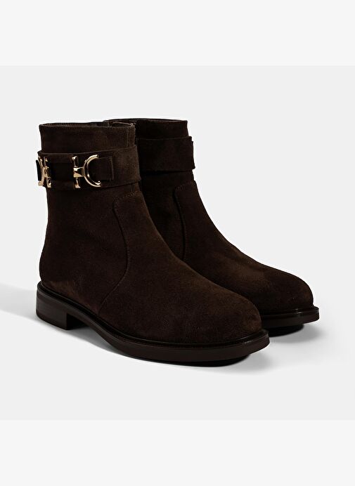 Kadın Kahve Metal Aksesuarlı Süet Bot - Görsel 2