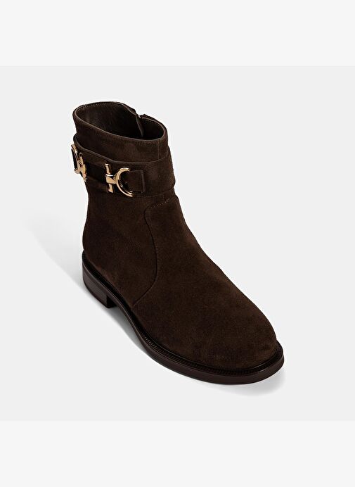 Kadın Kahve Metal Aksesuarlı Süet Bot - Görsel 6