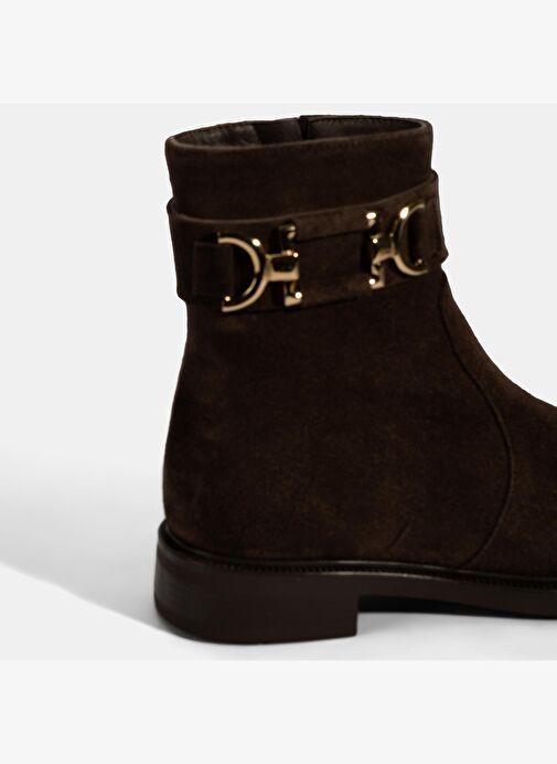 Kadın Kahve Metal Aksesuarlı Süet Bot - Görsel 7