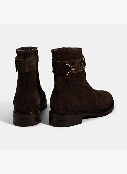 Kadın Kahve Metal Aksesuarlı Süet Bot - Görsel 9