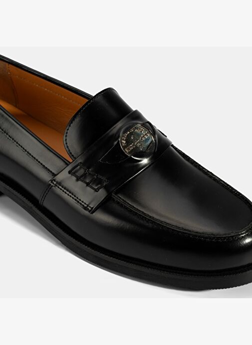 Kadın Siyah Metal Toka Detaylı Deri Loafer - Görsel 7