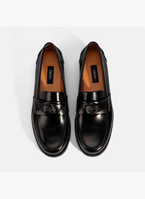 Kadın Siyah Metal Toka Detaylı Deri Loafer - Görsel 8