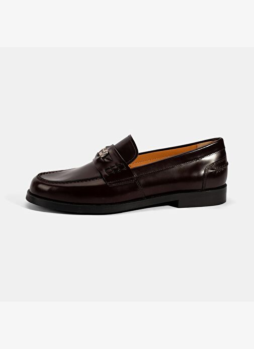 Kadın Bordo Metal Toka Detaylı Deri Loafer - Görsel 3