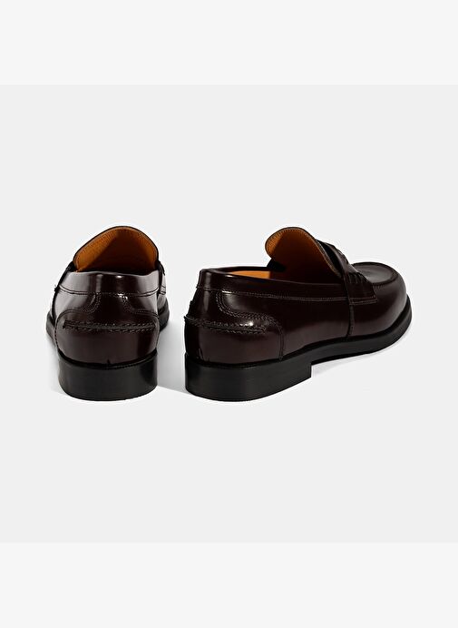 Kadın Bordo Metal Toka Detaylı Deri Loafer - Görsel 9