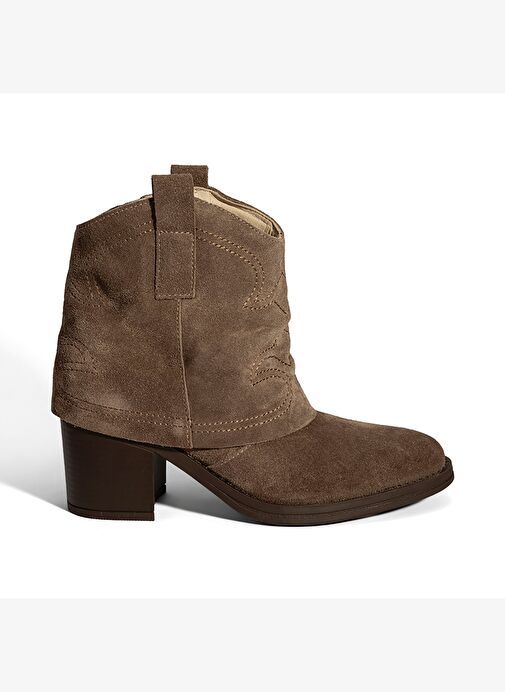 Kadın Vizon İşleme Detaylı Kalın Topuklu Bot - Görsel 3