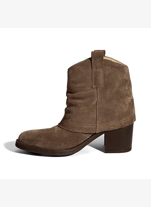 Kadın Vizon İşleme Detaylı Kalın Topuklu Bot - Görsel 4