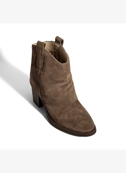 Kadın Vizon İşleme Detaylı Kalın Topuklu Bot - Görsel 6