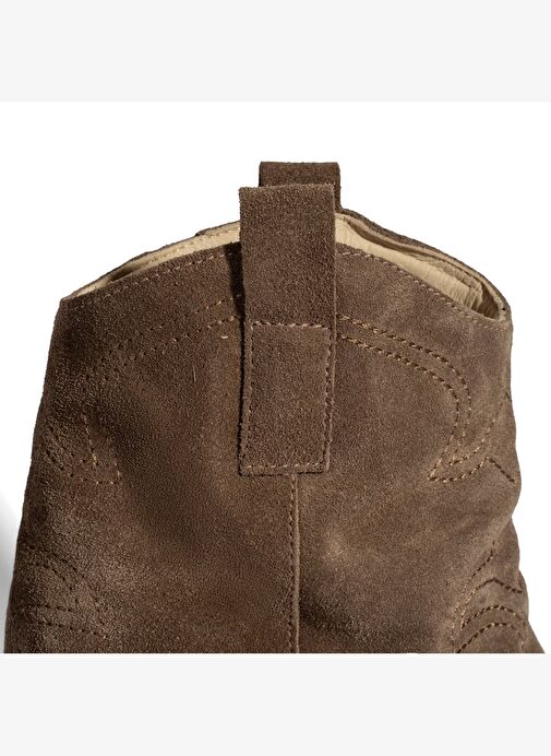 Kadın Vizon İşleme Detaylı Kalın Topuklu Bot - Görsel 7