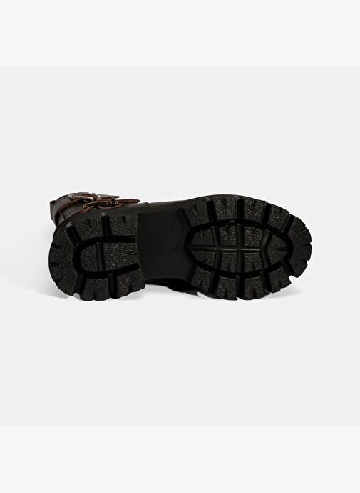 Kadın Kahve Metal Tokalı Deri Bot - Görsel 5