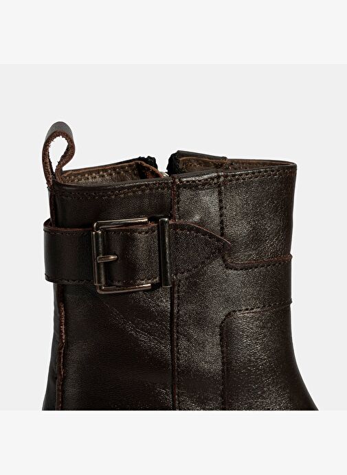 Kadın Kahve Metal Tokalı Deri Bot - Görsel 7