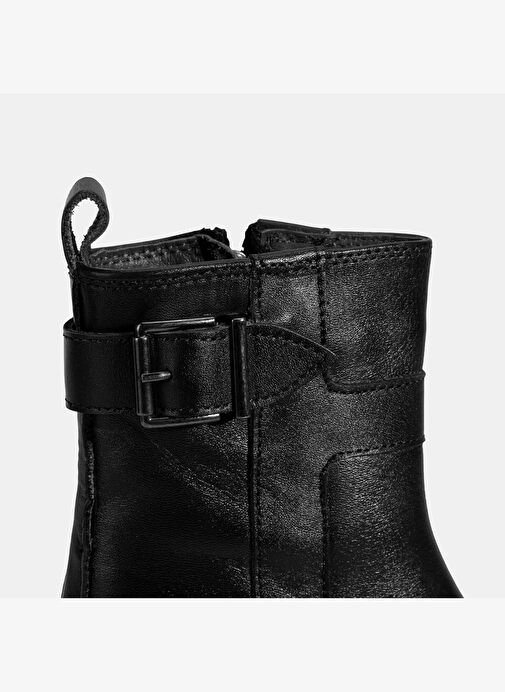 Kadın Siyah Metal Tokalı Deri Bot - Görsel 7