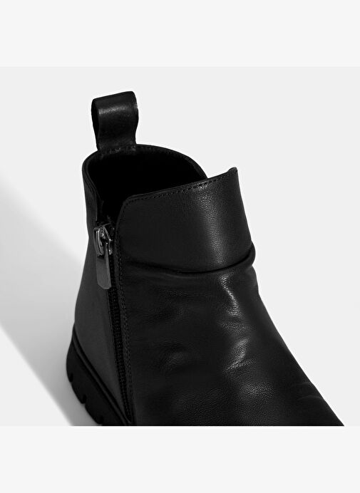 Kadın Siyah Fermuarlı Deri Bot - Görsel 7